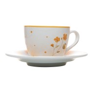 Xicara 200ml Com Pires Doce Encanto Amarelo Cerâmica